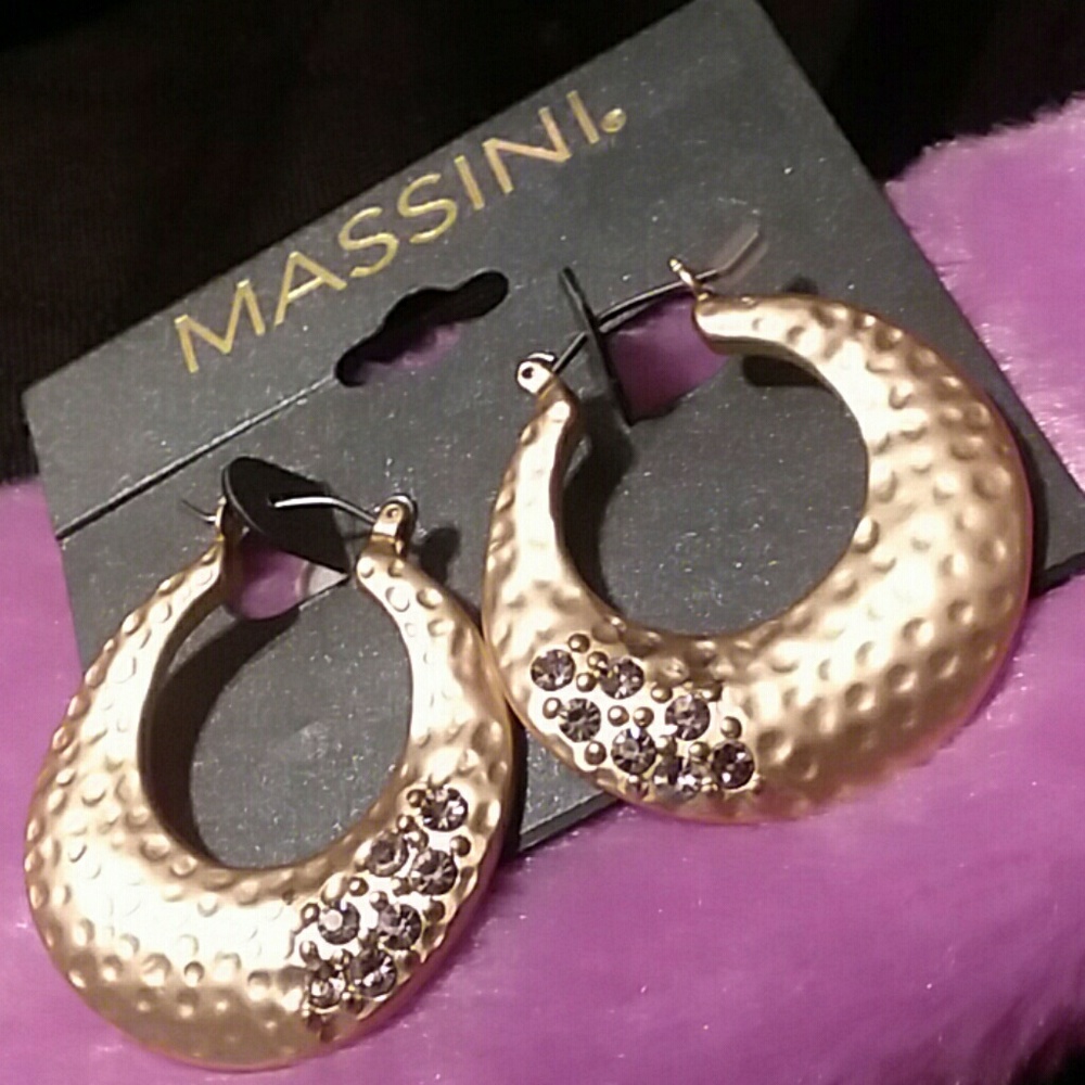 Gold Hoops earrings with blingy crystal accents